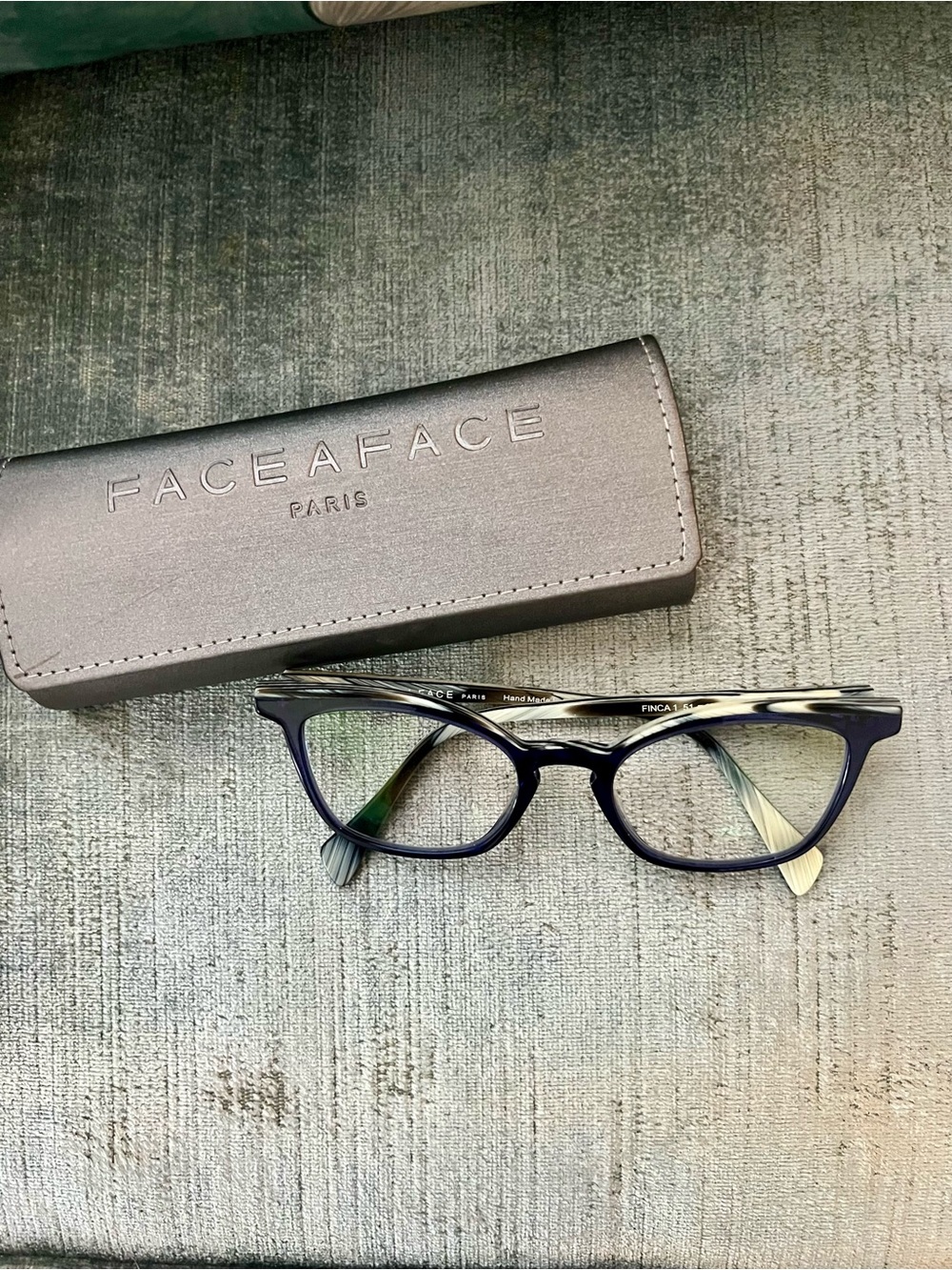 Paris Women's Blue Cat-Eye Eyeglasses handmade in France—like new!
